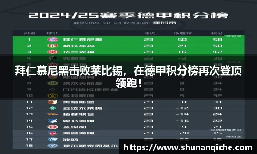 拜仁慕尼黑击败莱比锡，在德甲积分榜再次登顶领跑！